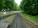 Lok 99 1781-6 , von der Rügenschen Bäderbahn , bei der Einfahrt in den Bahnhof von Binz , aufgenommen am 29.05.2014